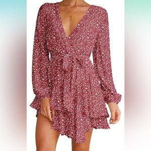 V-neck long sleeve dress